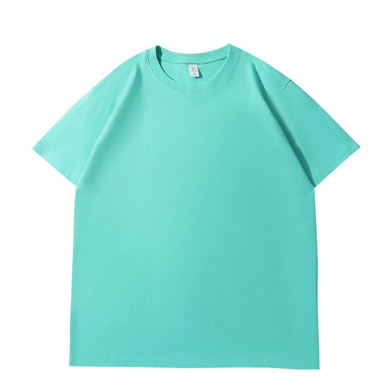 Camiseta de Verão Feminina Algodão 2026 Cor Sólida Solta Camiseta Casual Coreana Tops Malha Camisola Manga Curta Gola O Feminina Top Tees 1 - Preto XXXL