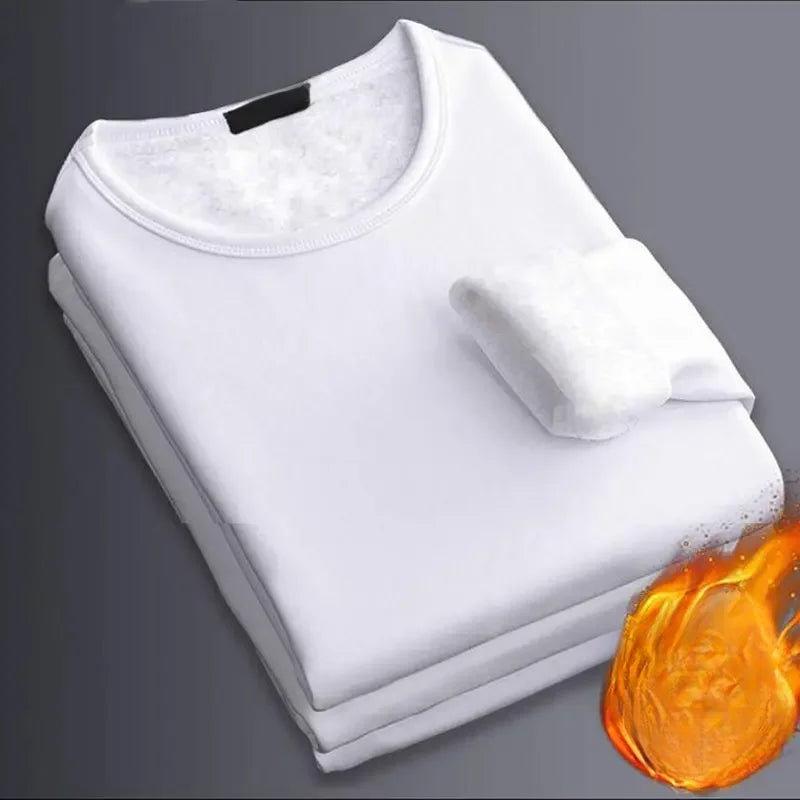 Winter Men's Long-sleeved Thermal Underwear Plus Velvet Padded T-shirt Round Neck Slim Bottoming Shirt Mens Underwear
