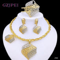 Elegant Italian Dubai Jewelry Sets Luxury Design Full Set Party Jewelry Two Tone Necklace Earrings Bracelet And Ring 2025 New
