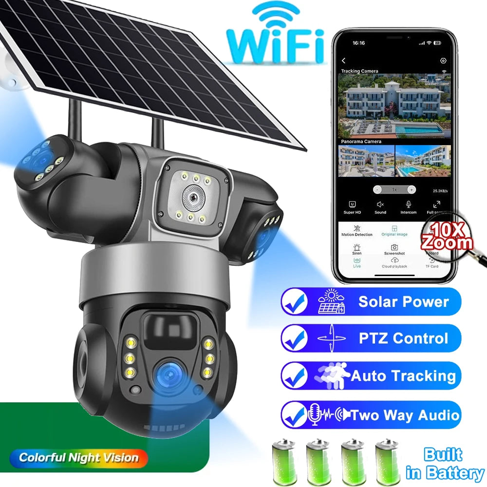 Câmera IP WIFI 12MP Três Lentes Três Telas