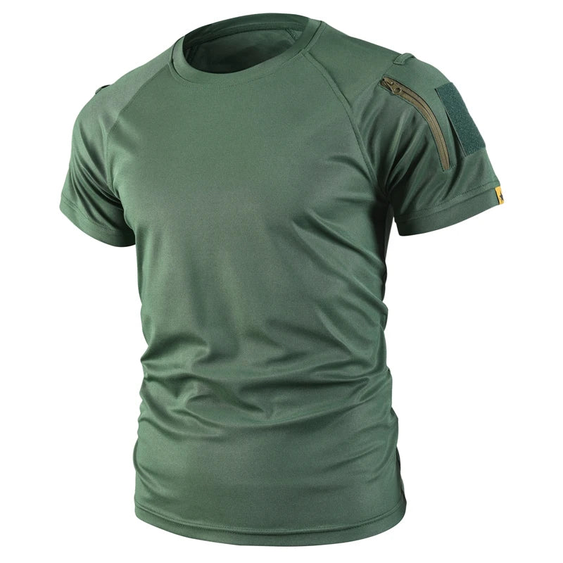 Camisetas Militares Táticas Masculinas de Verão Secagem Rápida Respiráveis Elásticas para Caminhada Camping Escalada Esportes Academia
