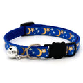Coleira de Gato Estrelas Douradas e Lua com Fivela de Segurança Refletiva e Sino Ajustável para Gatos e Cães Pequenos