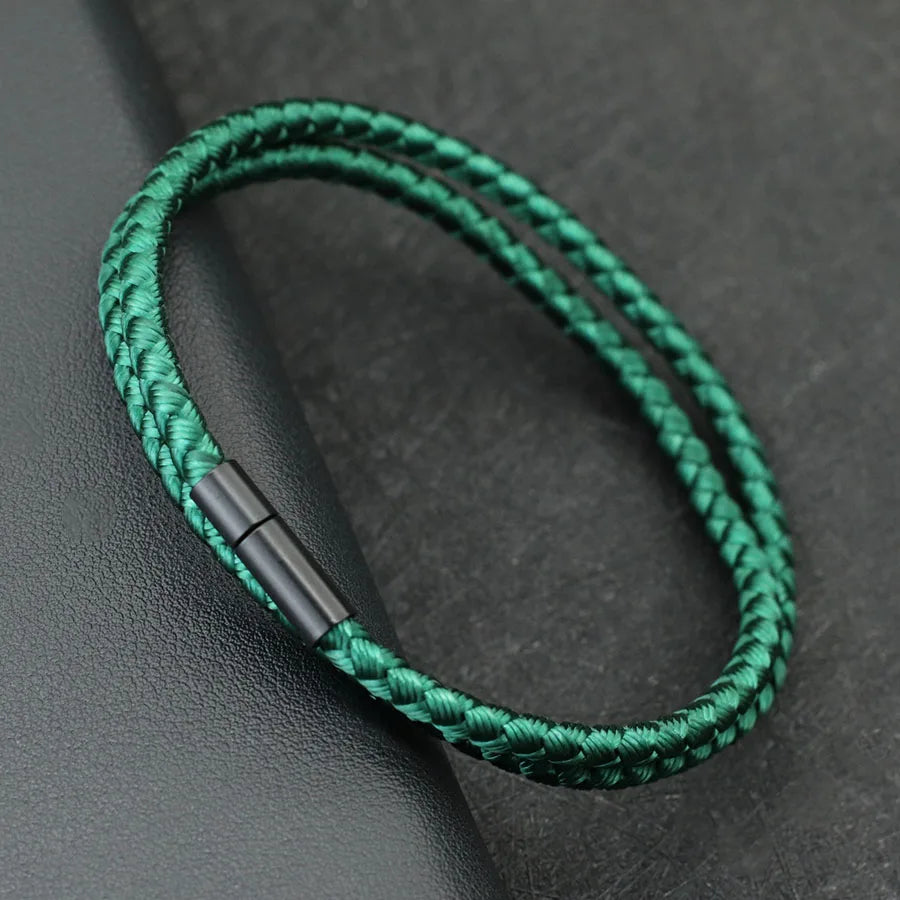 Pulseira Masculina Minimalista Corda Quilha Grau 4mm Múltiplas Cores e Tamanhos Disponíveis Pulseira Artesanal Trançada Étnica