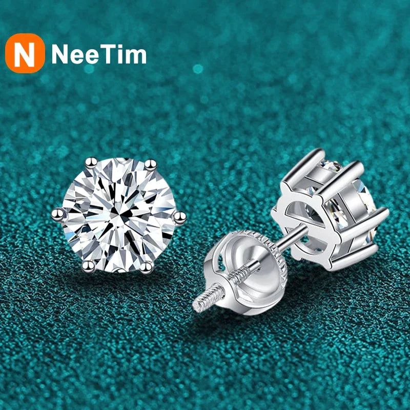 Moissanite Earrings in 925 Sterling Silver