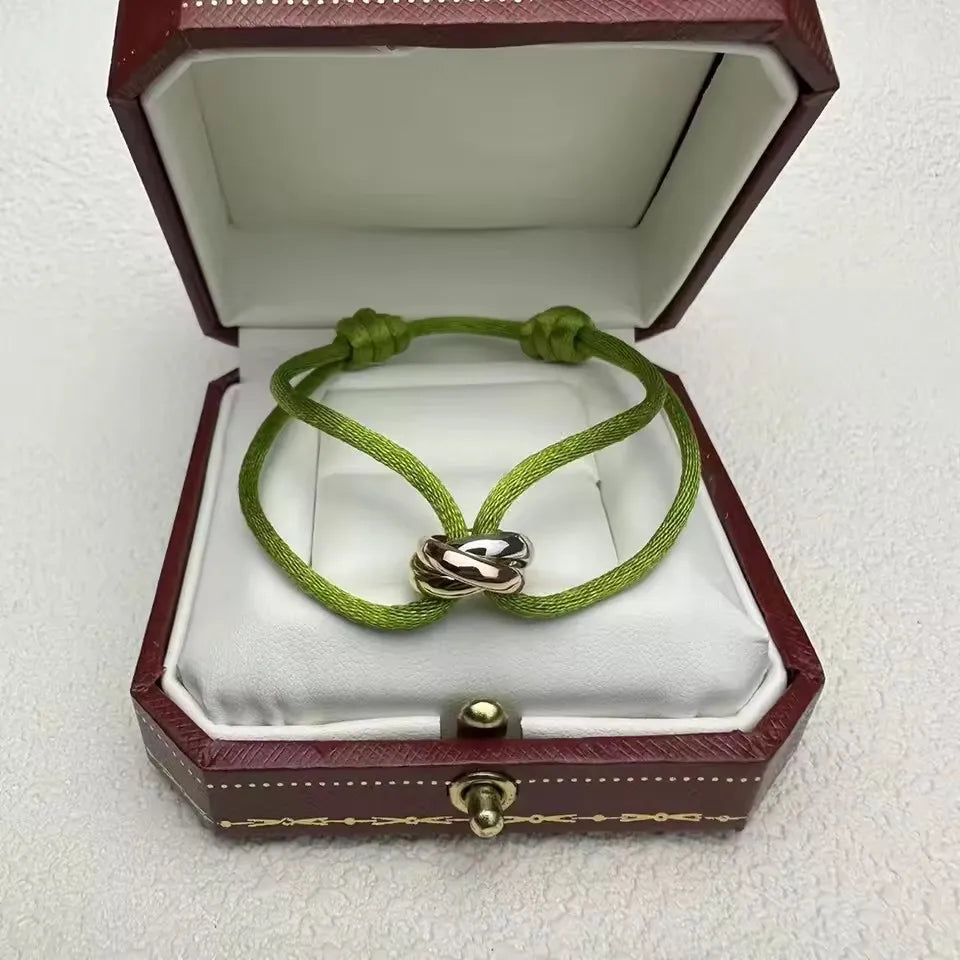 Pulseira de casal clássica de luxo S 925 prata três anéis tricolor cruz. Presentes de Natal. Não desbota. Não causa alergia