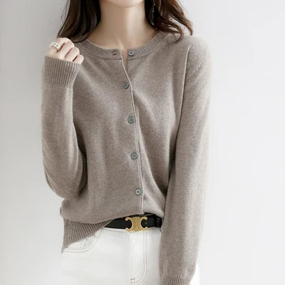 Off Season 38 Knitted Cardigan Womens Cashmere Short Round Neck Loose Outerwear Large Size Sweater Commute Style Korean Loos 1 - 3xl Wine red
