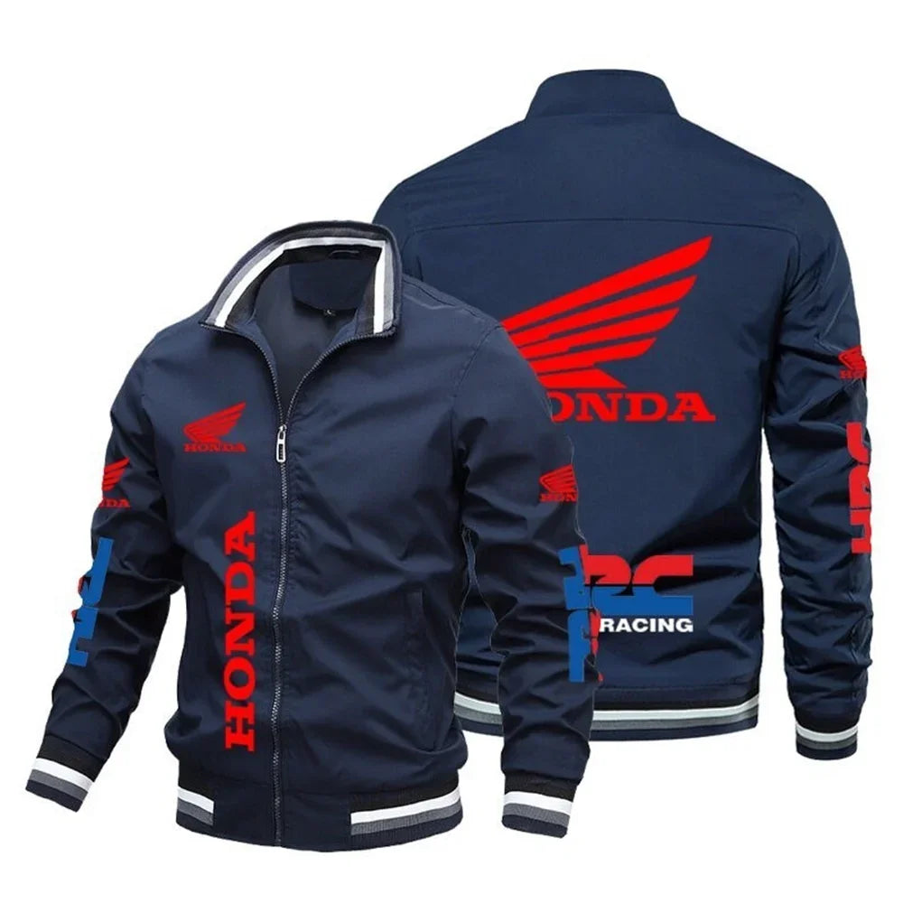 Honda Moto 2025 Nova Jaqueta de Motocicleta Padrão Jaqueta Bomber Baseball Moto Top Masculino