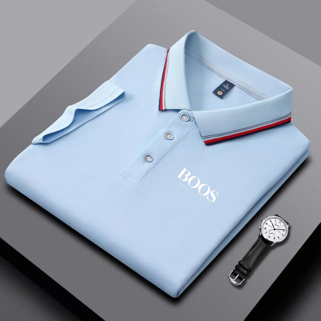Camisa Polo Masculina Nova BORDADA, Manga Curta, Business Casual, Top Moderno, Respirável, Confortável e Versátil