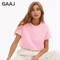 Camiseta Feminina 3XG 4XG 100 Algodão Oversized Casual Lisa Manga Curta Verão Top Básico de Rua Roupa de Qualidade - Rosa 4XG