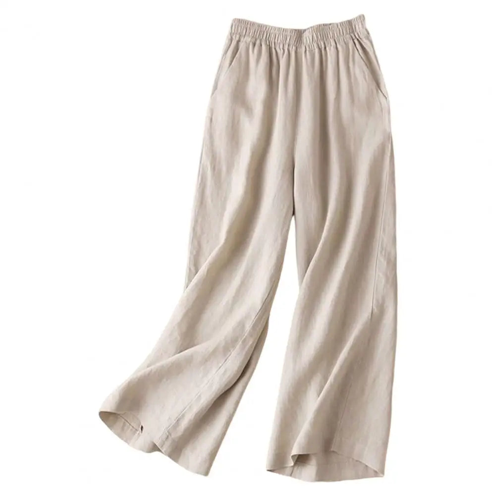 Calça Feminina Leve Macia Cor Sólida Casual Reta Comprida Calça Casual Calça de Trabalho