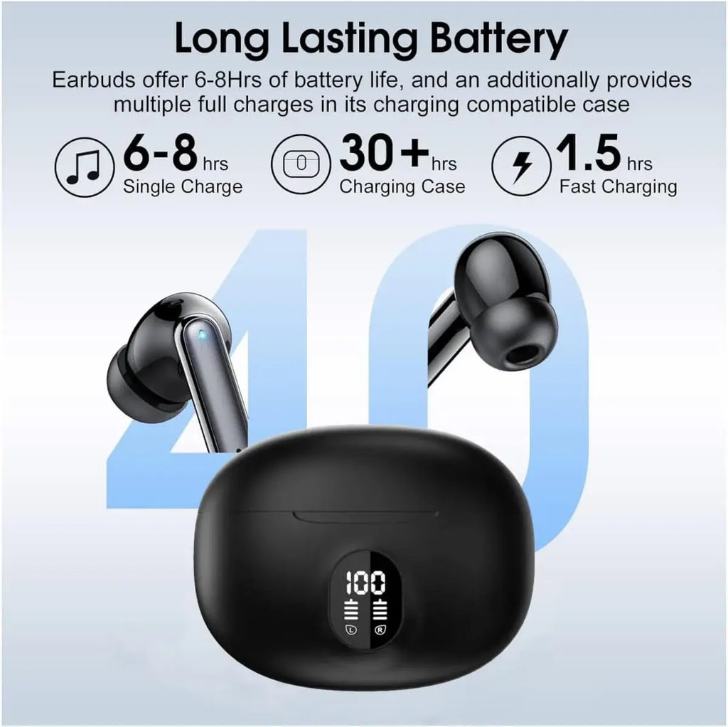 UYUXIO BT5.4 Wireless Earphone 48H LED Display EarBuds with HiFi Stereo IP7 Waterproof Headphones Noise Cancelling Ear Buds