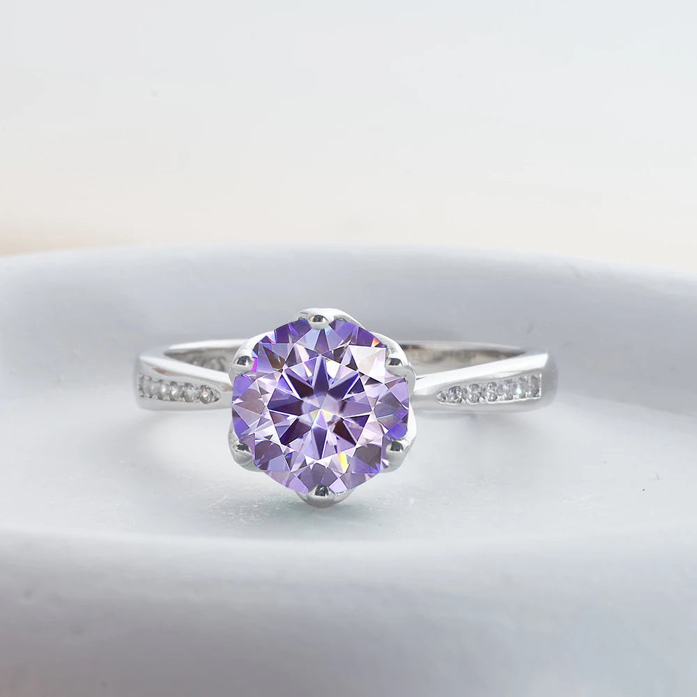 JoyceJelly 3ct Colorful Moissanite Rings with GRA S925 Sterling Silver Luxury Jewelry For Women Timeless Trends Wedding Bands
