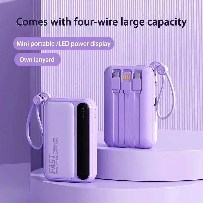 Power Bank 500000mAh 120W Grande Capacidade 4 em 1 Cabos Display