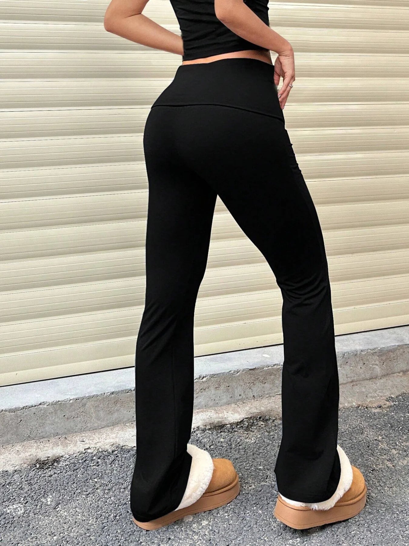 High Waist Wide Leg Leggings Nude Color Waist Shaping Butt Lifting Flared Pant Boot Cut Legs Leg Shaping Suitable For Slim Women