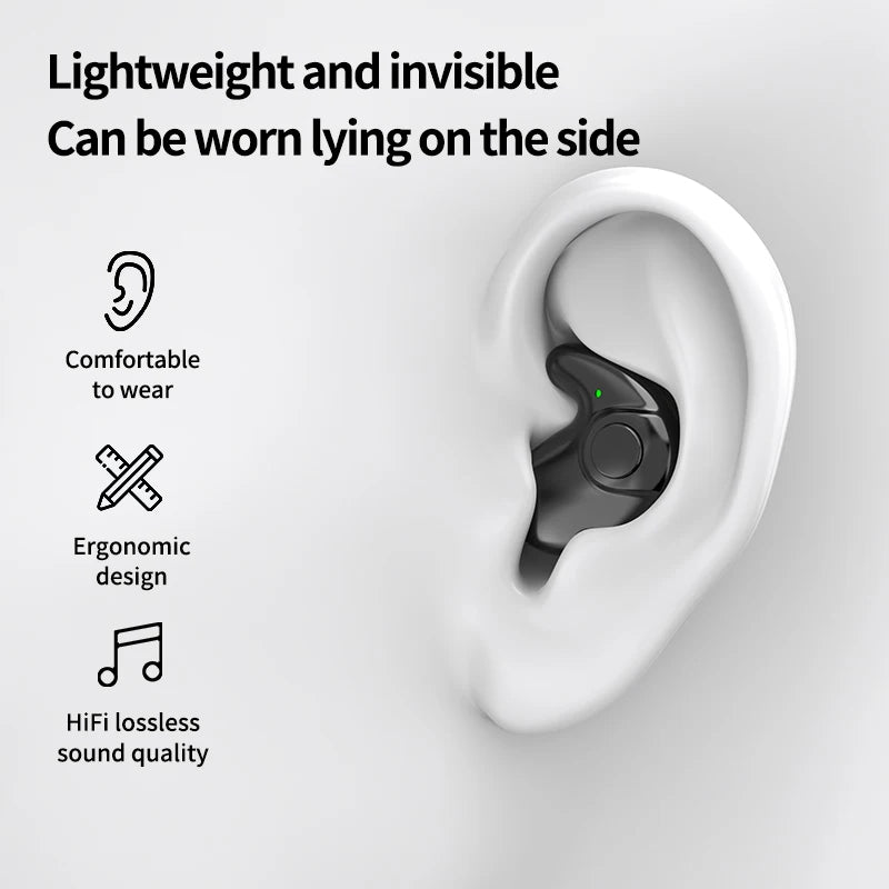Fones de ouvido Bluetooth 5.3 sem fio à prova d'água Mini fone de ouvido com chamada indolor e cancelamento de ruído Fones de ouvido finos adequados para dormir/praticar esportes
