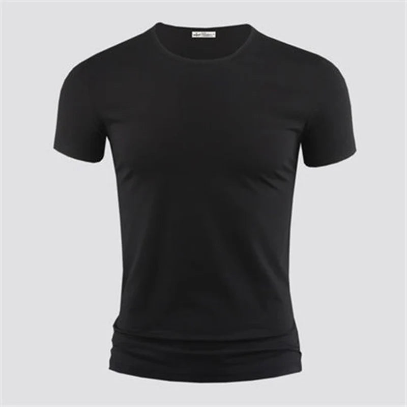 Camiseta Masculina 2026 Cor Sólida Gola V Manga Curta Blusas Camisetas Masculinas Camiseta Preta Justa Camisetas Masculinas Fitness para Roupas Masculinas