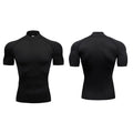 Camisetas Masculinas de Compressão Simples para Corrida de Verão Gola Alta Elásticas de Secagem Rápida Esportivas Atlético de Ginástica Camisa de Manga Curta