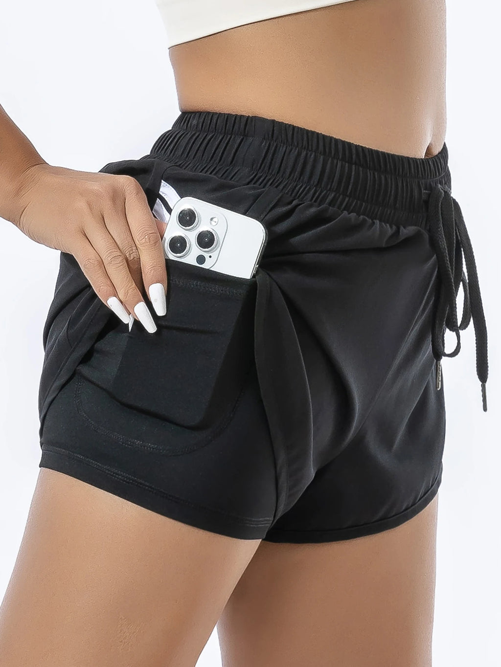 Shorts esportivos femininos de verão para corrida yoga de secagem rápida férias dois anti-caminhada camada dupla respirável confortável