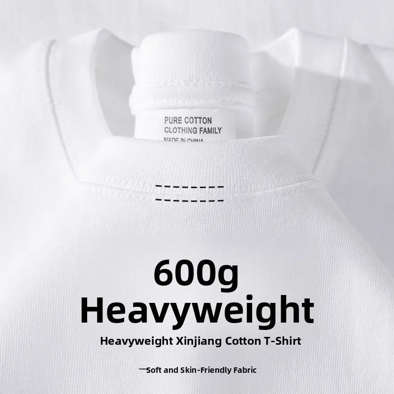600g Heavyweight Pure Cotton Ort Sve T-irt Ex Summer Loose Casual Versatile  Color Base Irt Top