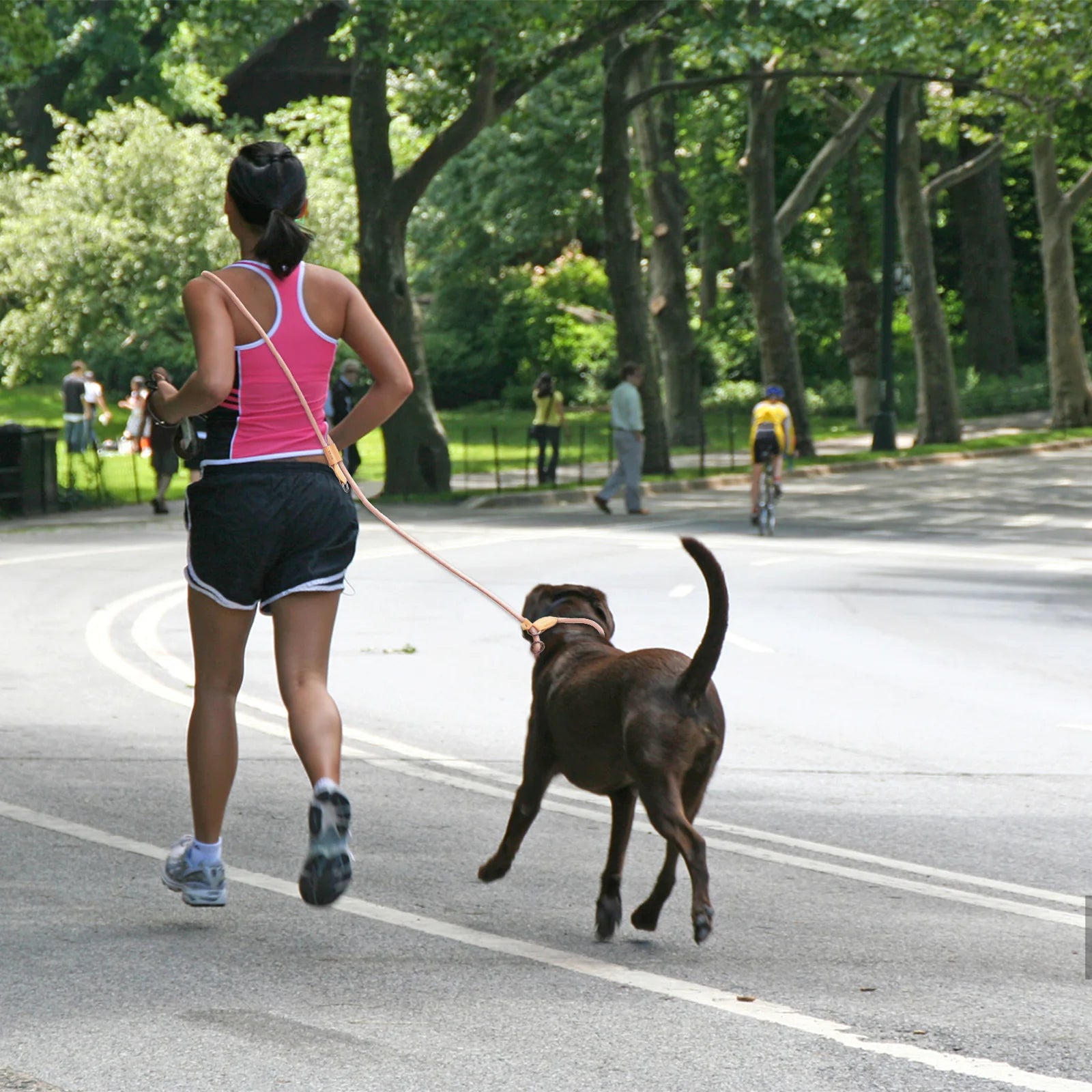 Coleira para cães multifuncional ajustável em forma de P, corrente de tração, guias para corrida, caminhada, coleiras mãos-livres