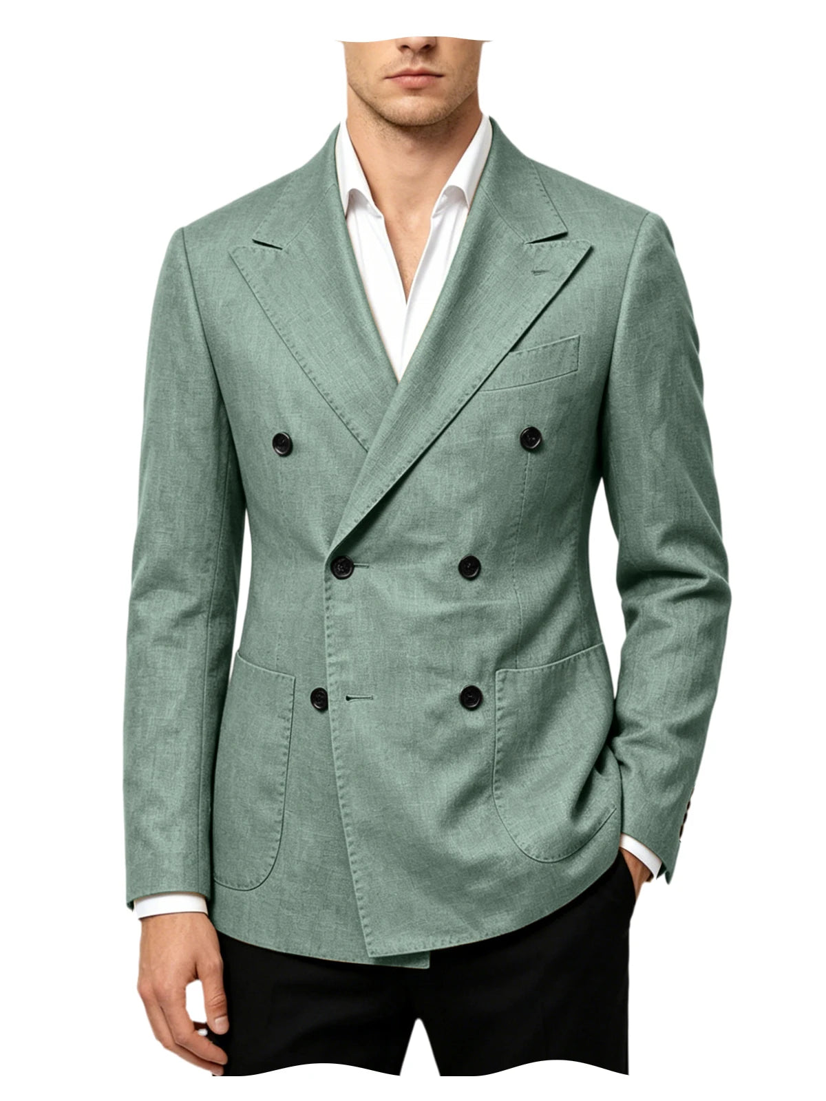 Blazer Masculino de Linho Transpassado Slim Fit Casaco de Terno Casual Negócios Jaqueta Formal para Casamento Noivo Smoking Primavera Verão