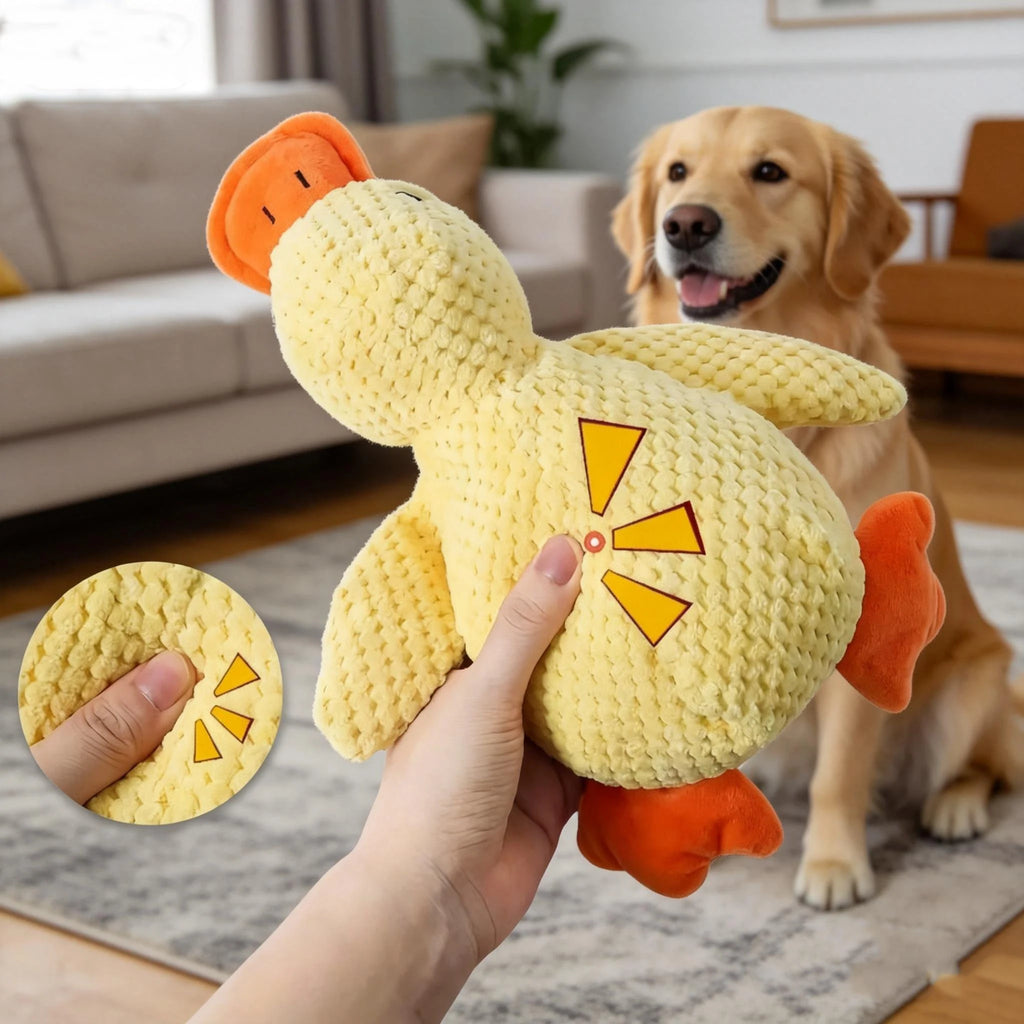 Cachorro dormindo com pato de pelúcia para alívio do tédio filhote de pato de brinquedo interativo de pelúcia para animais de estimação produto para animais de estimação