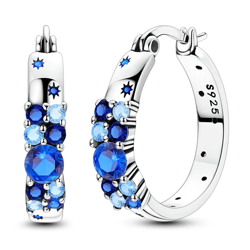 Orstarry 925 Sterling Silver Crystal Circular Eardrops Drop Earrings Women Earrings Charm Fashion Versatile Party Jewelry Gifts