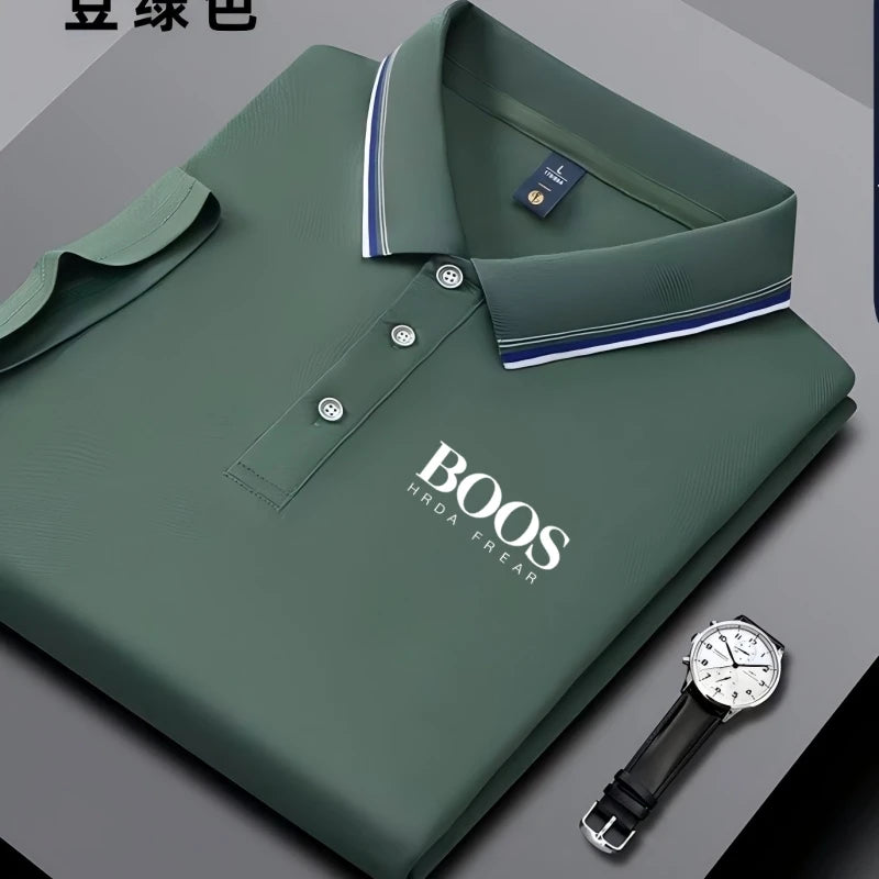 Camisa Polo Masculina Nova BORDADA, Manga Curta, Business Casual, Top Moderno, Respirável, Confortável e Versátil