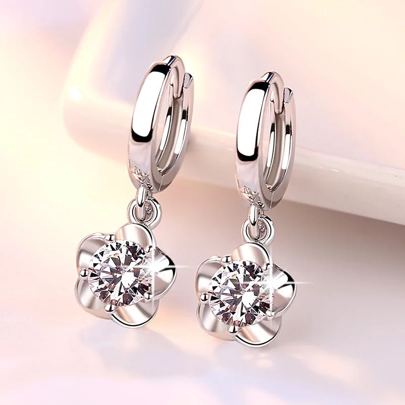 925 Sterling Silver Earrings Zircon Pearl Twist Luxury Stud Earrings For Women brincos pendientes bijoux