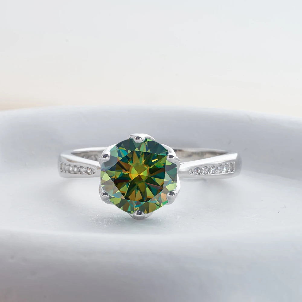 JoyceJelly 3ct Colorful Moissanite Rings with GRA S925 Sterling Silver Luxury Jewelry For Women Timeless Trends Wedding Bands
