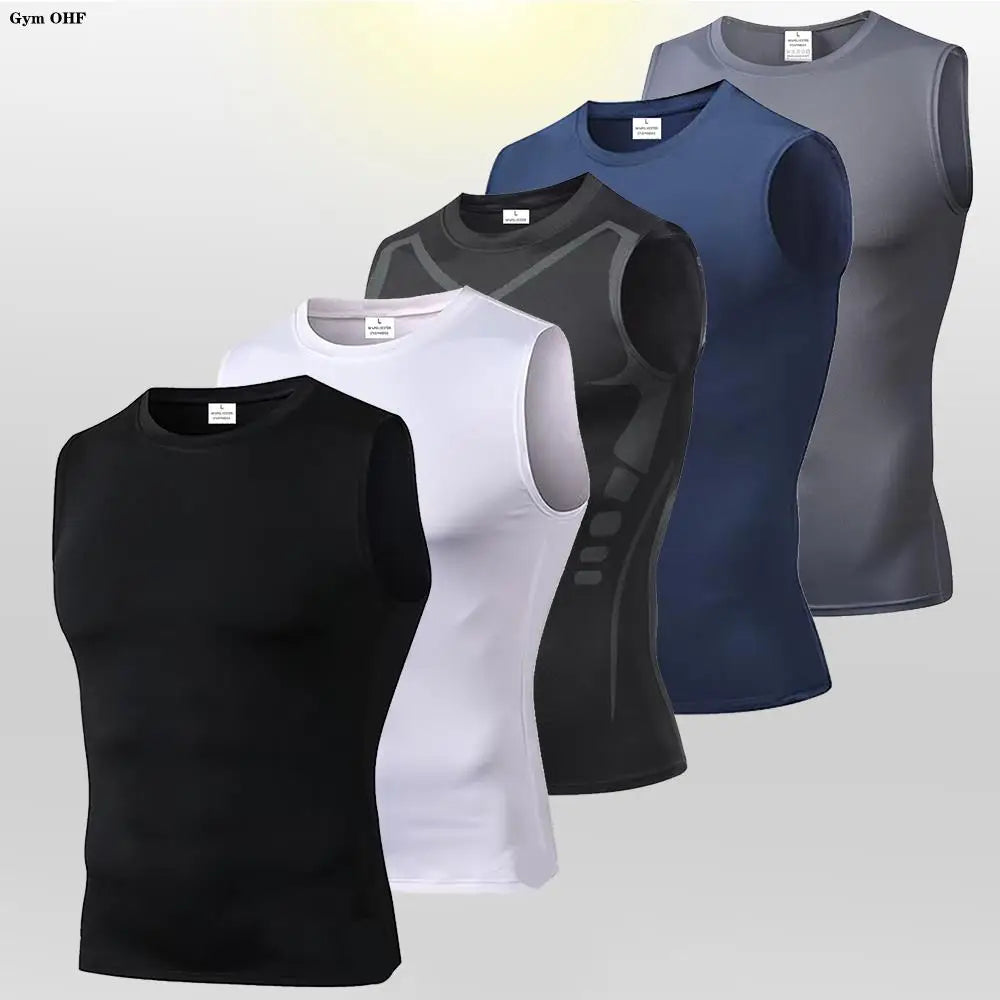 Camisetas Masculinas Secagem Rápida Corrida Colete de Compressão Regata Secagem Rápida Jersey Camisa de Treino Regata Masculina de Academia