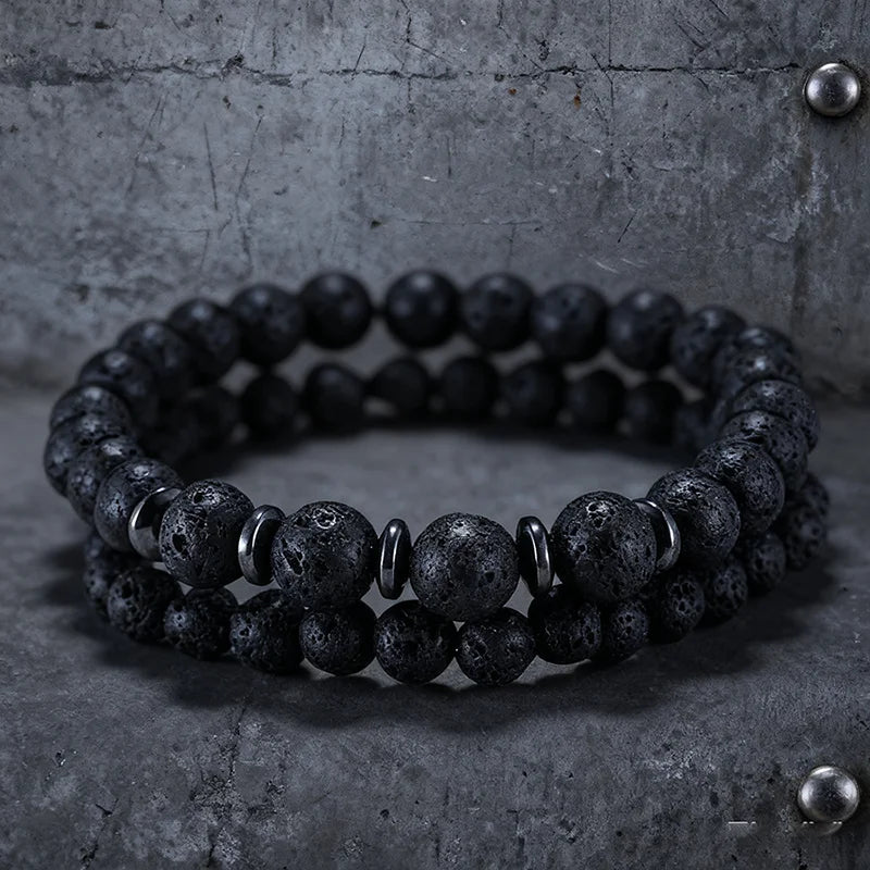 Noter 5 Colors Men Bracelet Set 2Pcs/Pair Tiger Eyes Howlite Stone Strand Braclet Positive Energy Healing Braslet Pulsera Homme
