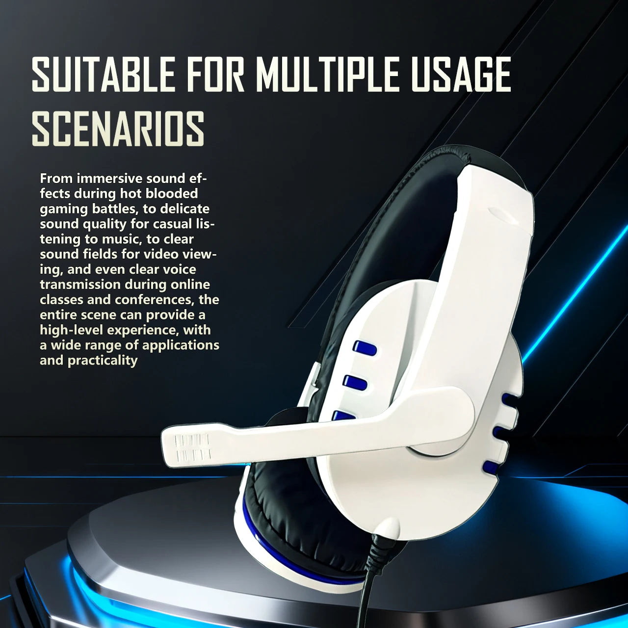 7260 Fone de Ouvido com Fio e Microfone, Ideal para Conferências de Trabalho, Documentação de Estudo, Jogos de Entretenimento, Compatível com: PS4/PS5/Xbox One