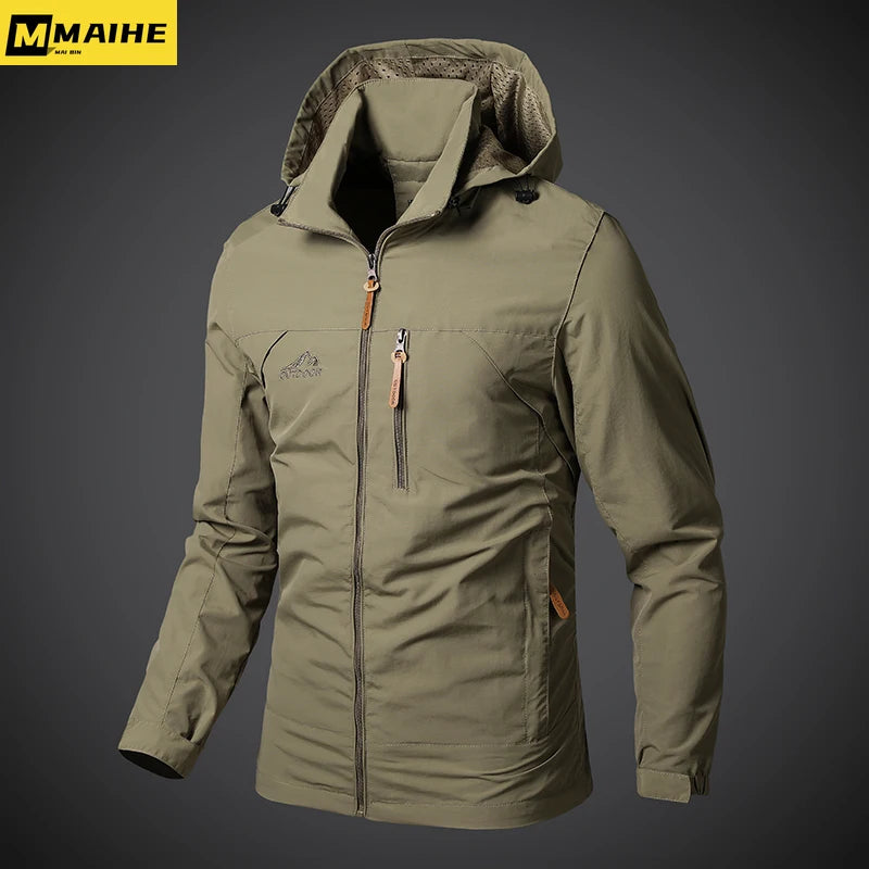 Jaquetas Quebra-Vento Masculinas Impermeáveis Militares com Capuz Jaqueta Masculina Nova de Combate Homem Outono Caminhada ao Ar Livre Ciclismo Bomber Corta-Vento