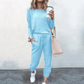 Women Casual Two Piece Outfit Set Long Sleeve Top and Drawstring Pants Loungewear