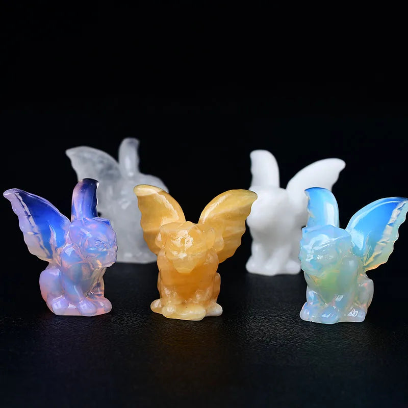 Estatueta de Gárgula de Cristal Decoração de Casa Bruxaria com Pedras Preciosas
