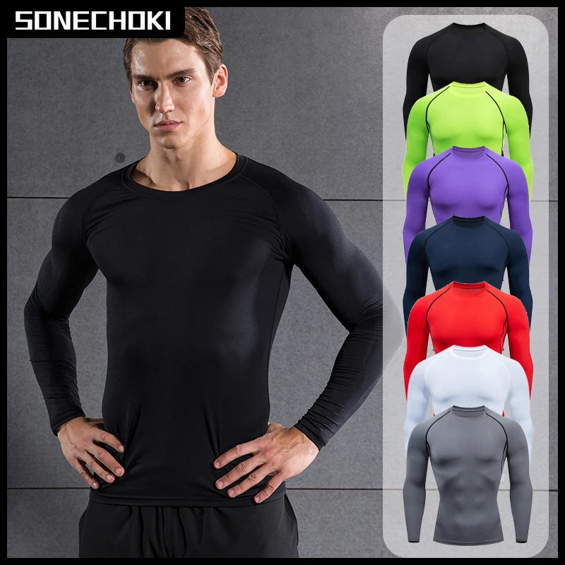 Camiseta Compressão Masculina Manga Longa — Corrida e Academia