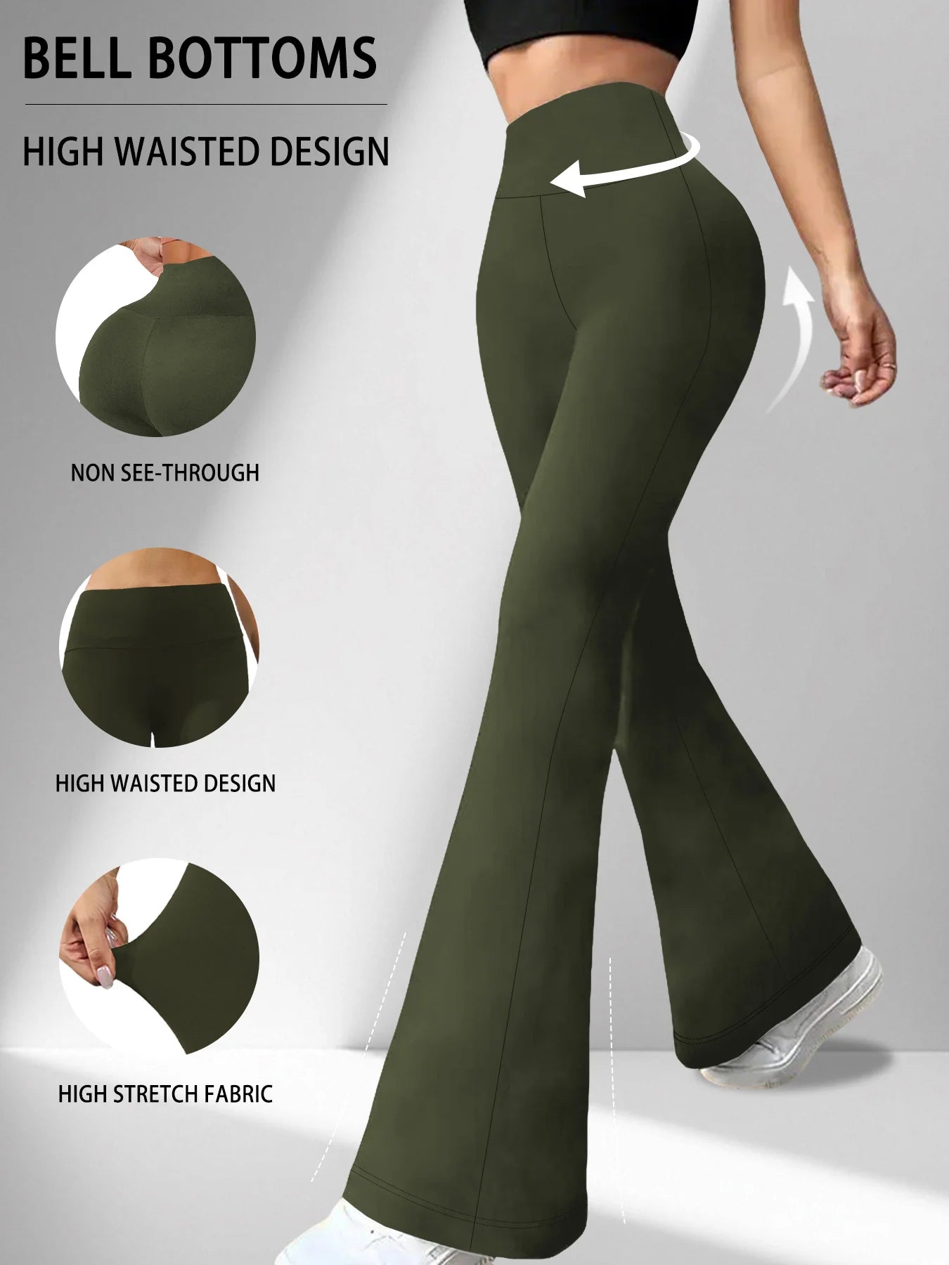 Women's Super Soft Flare Pants High Waisted Tummy Control Workout Yoga Leggings Bell Bottoms