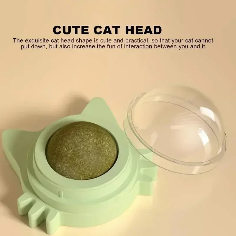 Brinquedos de Catnip para Gatos Internos Bola Giratória de Parede Interativa Hortelã Natural Melhora a Digestão Estimulante de Apetite Cuidados Dentários para Gatos