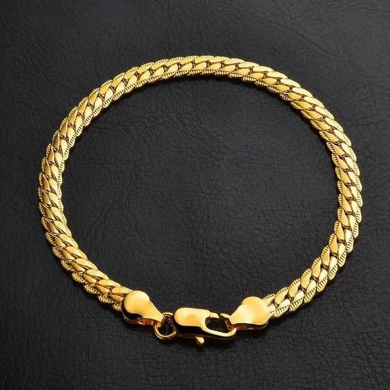AU750 18K Gold 5MM Minimalist Side Pendant Chain, 20-60cm Adjustable Choker Men And Women, Luxury Everyday Necklace