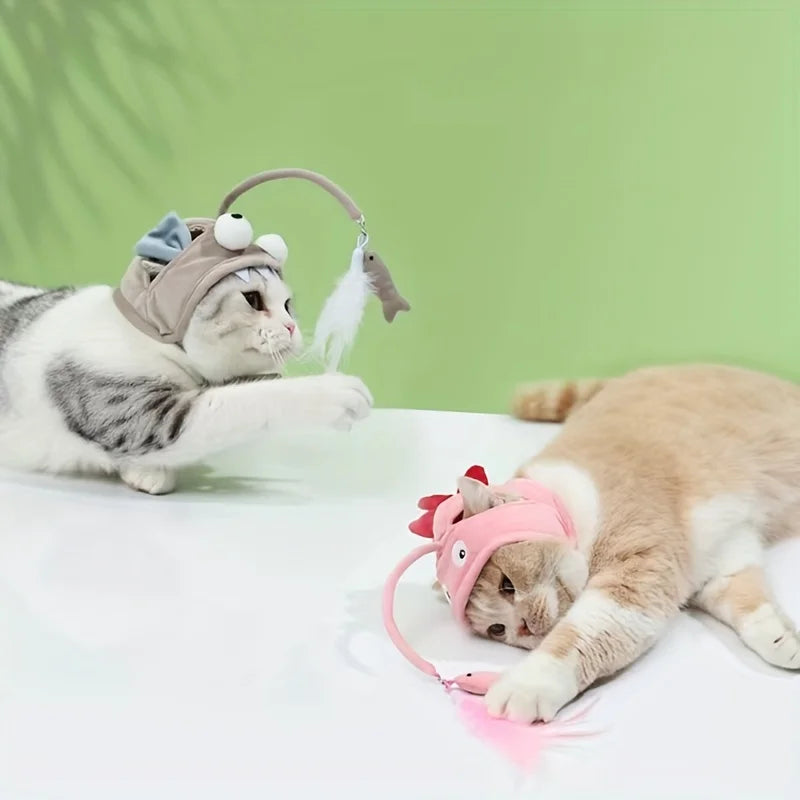 Brinquedo Ajustável Interativo para Gatos - Brinquedo Pet Teaser para Horas de Diversão, Acessório Cosplay para Gatos