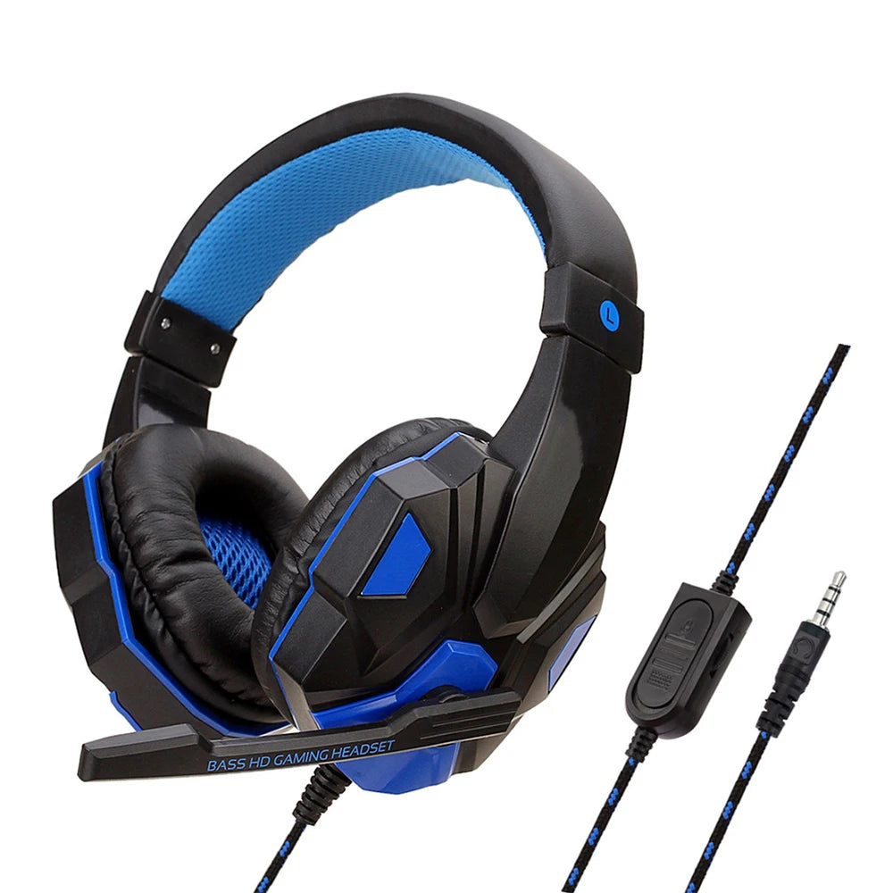 Headset Gamer Over-Ear Com Fio 3.5mm Fone De Ouvido Estéreo Com Microfone Ajustável Para PS4 PS5 Notebook Computador PC