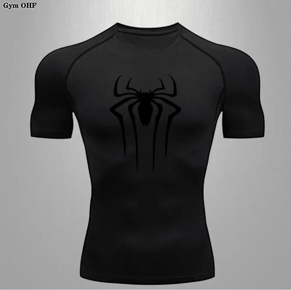Camiseta Compressão Masculina Spider — Performance e Visual Único