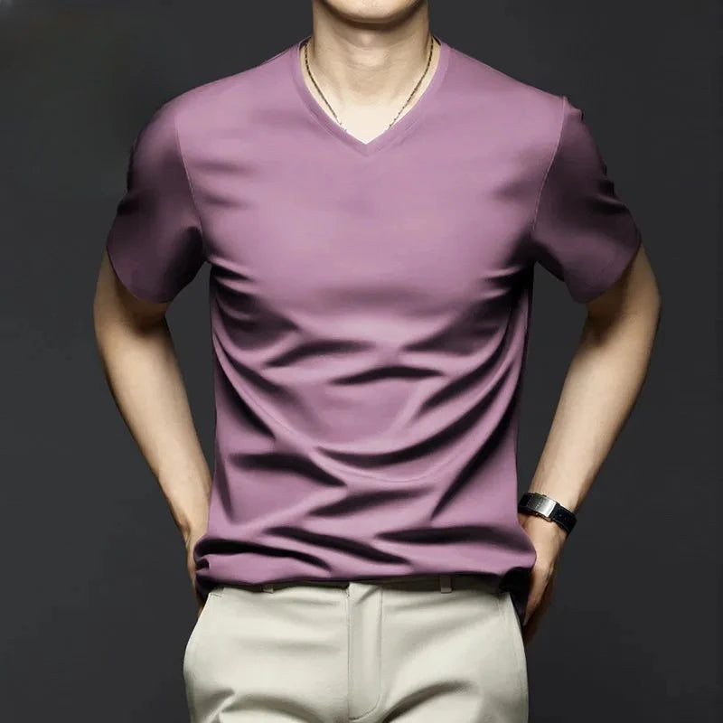 Minglu Modal Summer Men's T-shirts High Quality Short Sleeve Solid Color Round Collar Simple Casual Male Tees Plus Size 5XL