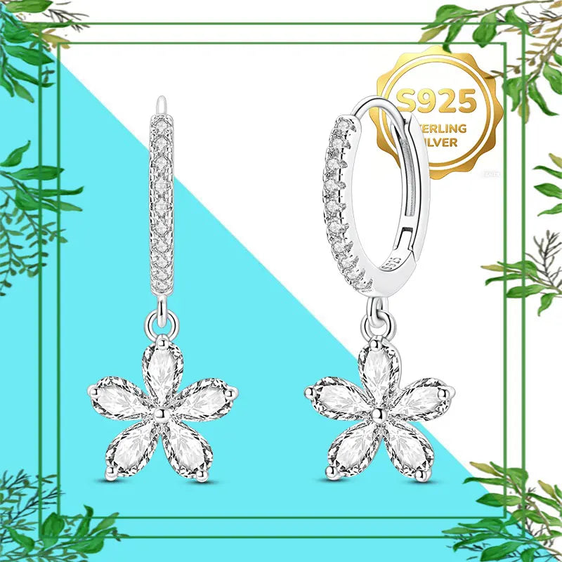 Brincos Femininos Pendentes 100% Genuínos em Prata Esterlina 925 Hipoalergênicos Luxuosos Elegantes Joia Fina Presente de Aniversário para Ela
