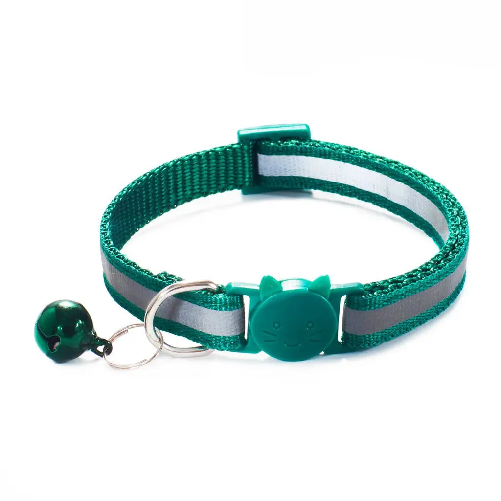 Cute Fashion with Bells Adjustable Size Cat Head Pattern Nylon Buckles Kitten Decor Cat Neck Strap Pet Accessories Cat Collar