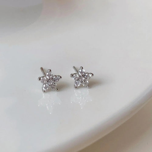1 Pair of Five-Pointed Star Zircon Earrings S925 Sterling Silver Elegant Trendy Women's Accessories Gift for All Occasions