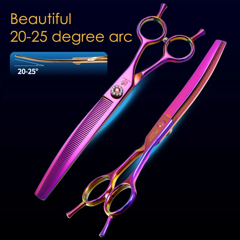 Fenice Professional JP440c 7 polegadas Tesoura para Cães de Estimação de Alta Qualidade Curva Tesoura para Desbaste Tesoura para Tosa Dentada