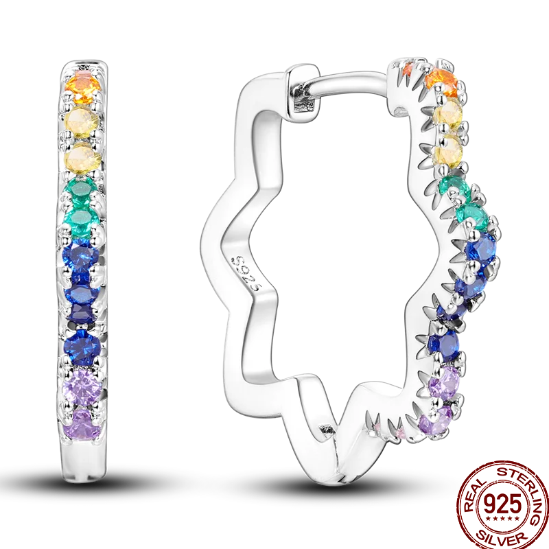 Earrings 925 Sterling Silver Colorful Shiny Zircon Earrings Temperament Charm Luxury Party Jewelry Gift Birthday Anniversary