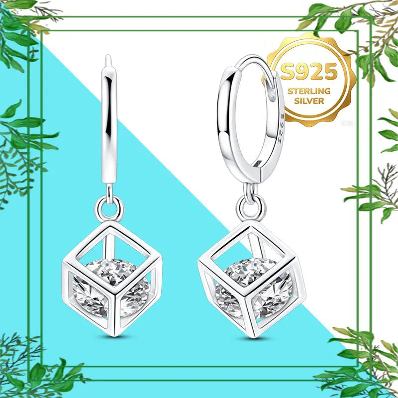 Brincos Femininos Pendentes 100% Genuínos em Prata Esterlina 925 Hipoalergênicos Luxuosos Elegantes Joia Fina Presente de Aniversário para Ela